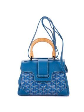 Goyard Saigon Blue Calfskin Leather Din Shoulder Bag